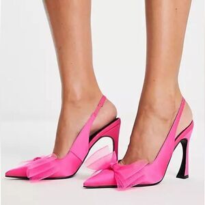 Wild Pair Pink Slingback Bow Shoe/Pumps(Size 8.5M)
